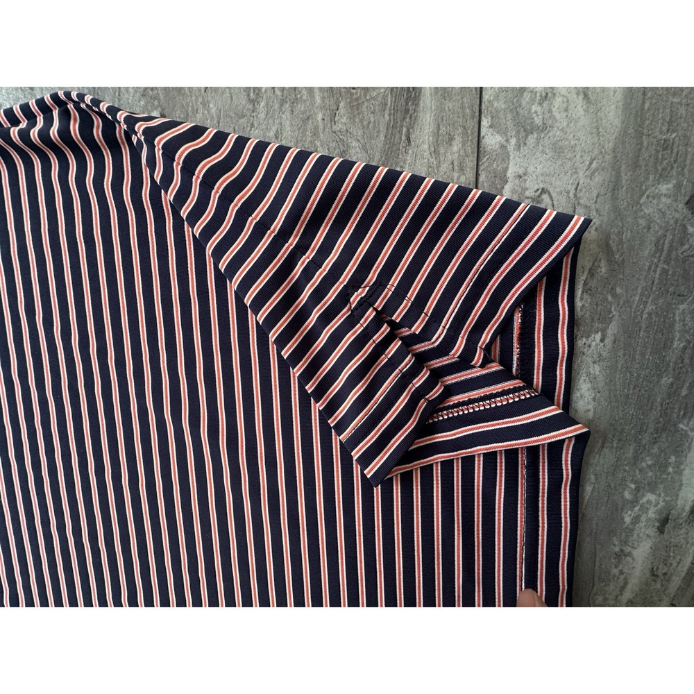 IZOD GOLF Polo Shirt Mens M Short Sleeve Casual Striped Orange Navy Collared EUC - Picture 11 of 11